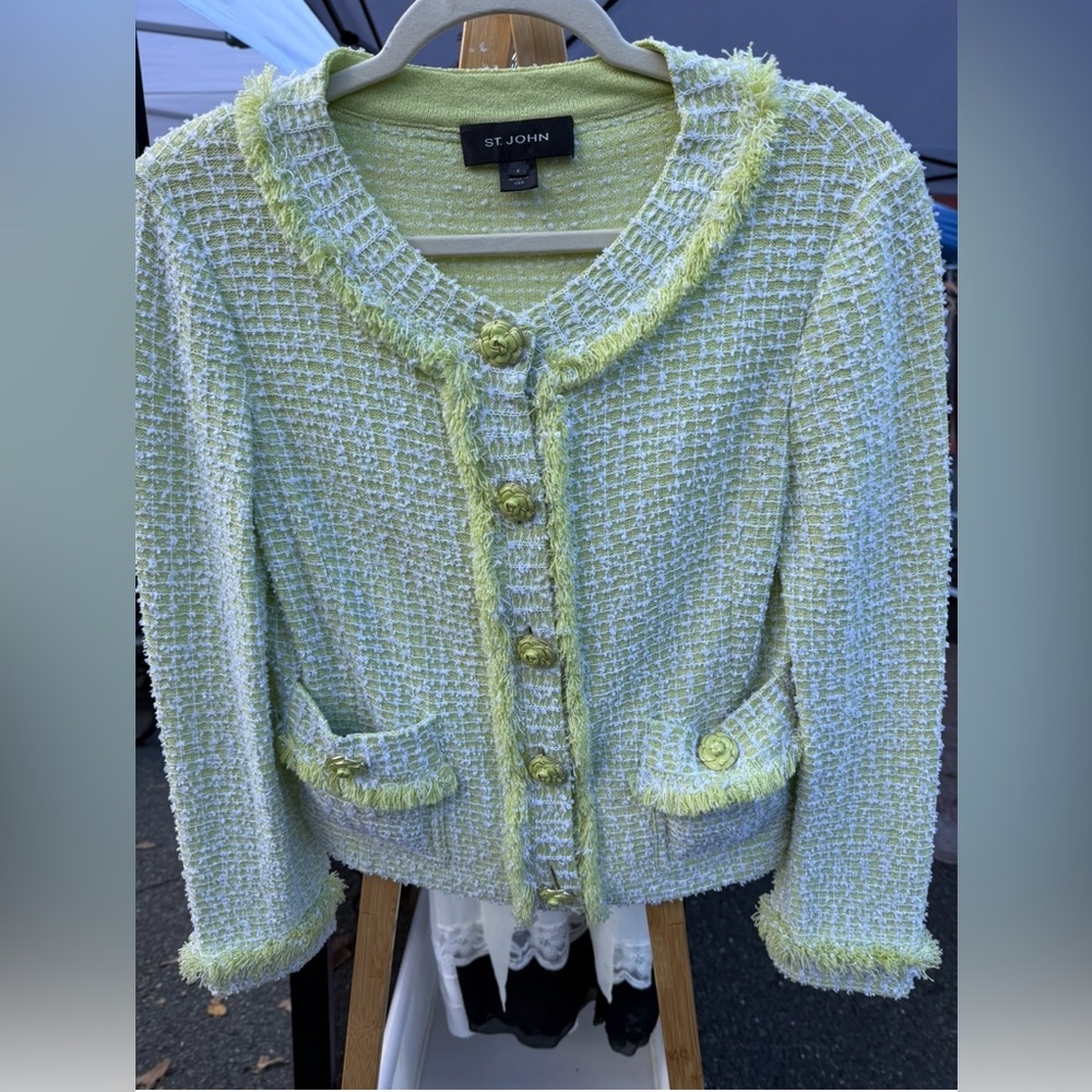 St. John Pastel Green Textured Jacket